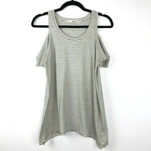 LAMade Striped Cold Shoulder Short Sleeve
